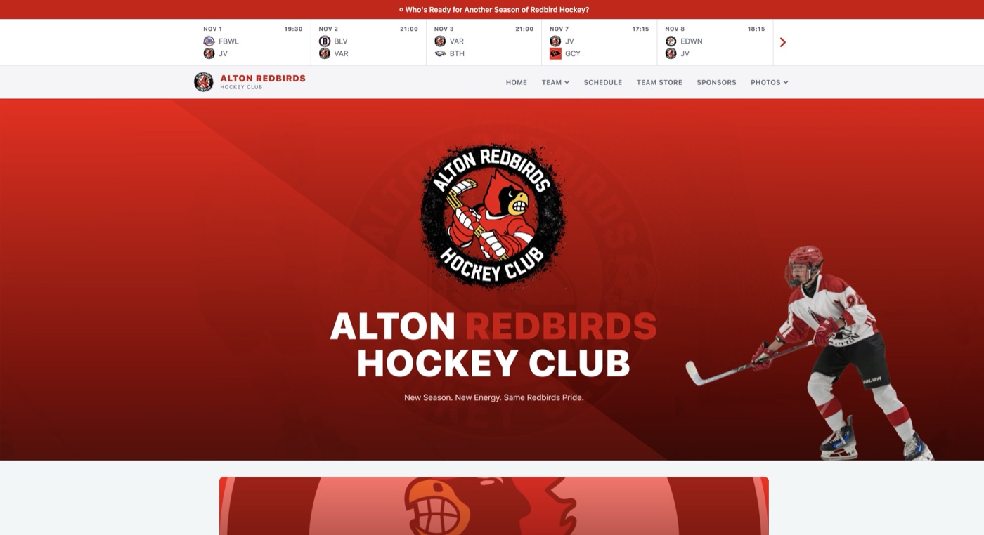 Alton Redbirds Hockey Club live website powered by CoCaptain (altonredbirdshockey.com)